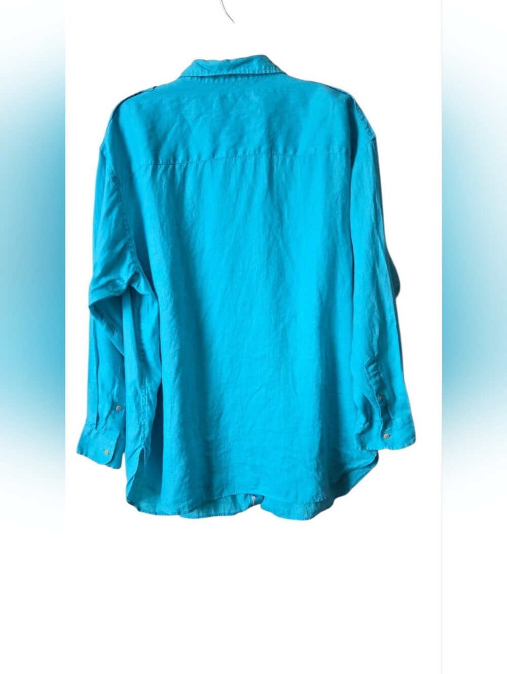 LRL Ralph Lauren Shirt Womens 2XL XXL Blue Linen Long Sleeve Button Up Collared - Picture 2 of 11